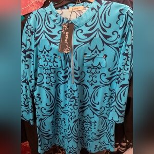 Blue and Black Patterned Top